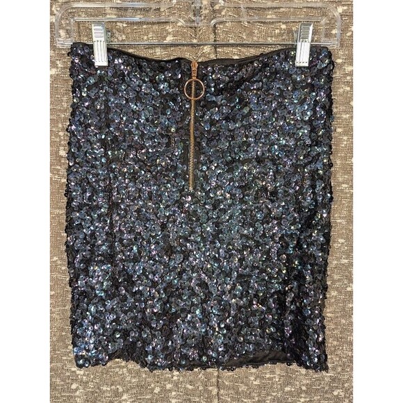 Free People Sequin Black/Navy Mini Skirt Women's Size 2 - Picture 1 of 10